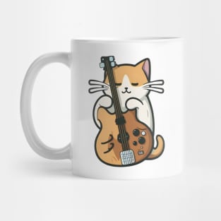 Cat Holding Bass Guitar Mug